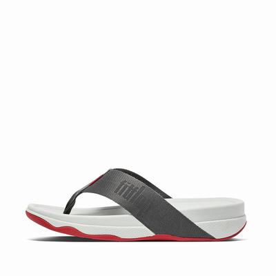 Fitflop Men's SURFER Woven-Logo Toe-Post Sandals - Grey, XH1450897